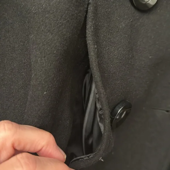 Women's Black Double-Breasted Coat - Picture 2 of 10